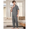image:imageFlygo Mens Plaid Pajamas Set Cotton Gingham Short Sleeve Button Down Sleepwear Soft Pj Pants 2 Piece Loungewear with PocketsBlack