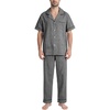 image:imageFlygo Mens Plaid Pajamas Set Cotton Gingham Short Sleeve Button Down Sleepwear Soft Pj Pants 2 Piece Loungewear with PocketsBlack