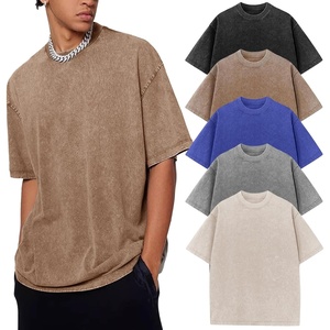 image:imageFlygo 5 Pack Oversized Tshirts for Men Cotton Wash Short Sleeve Streetwear Tops Fashion Loose Fit Crewneck Workout Tee ShirtsBlackGreyKhakiBlueBeigeS