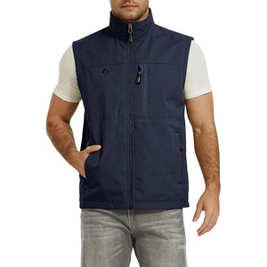 image:imageFlygo Mens Summer Lightweight Outdoor Vest Casual Utility Travel Work Fishing Hiking Photo Vest with PocketsLight Navy