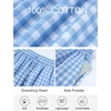 image:imageFlygo Gingham Wide Leg Pants for Women 2026 Summer Casual Plaid Palazzo Drawstring Elastic Waist Trousers with PocketsBlue