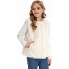 image:imageFlygo Girls Faux Fur Vest Kids Sleeveless Open Front Fluffy Jacket Warm Winter Fuzzy Waistcoat Outerwear with PocketsBeige