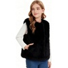 image:imageFlygo Girls Faux Fur Vest Kids Sleeveless Open Front Fluffy Jacket Warm Winter Fuzzy Waistcoat Outerwear with PocketsBlack