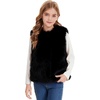 image:imageFlygo Girls Faux Fur Vest Kids Sleeveless Open Front Fluffy Jacket Warm Winter Fuzzy Waistcoat Outerwear with PocketsBlack