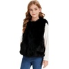 image:imageFlygo Girls Faux Fur Vest Kids Sleeveless Open Front Fluffy Jacket Warm Winter Fuzzy Waistcoat Outerwear with PocketsBlack