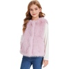 image:imageFlygo Girls Faux Fur Vest Kids Sleeveless Open Front Fluffy Jacket Warm Winter Fuzzy Waistcoat Outerwear with PocketsPink