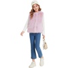 image:imageFlygo Girls Faux Fur Vest Kids Sleeveless Open Front Fluffy Jacket Warm Winter Fuzzy Waistcoat Outerwear with PocketsPink