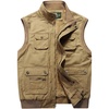 image:imageFlygo Mens Warm Fleece Padded Full Zip Up MultiPocket Outdoor Lightweight Vest Medium Khaki