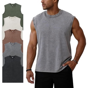 image:imageFlygo Mens Sleeveless Workout Tank Tops Acid Wash Cotton Muscle Shirts Loose Fit Gym Tees Running Beach Loose TeesBlackcoffeebeigegreyarmygreen