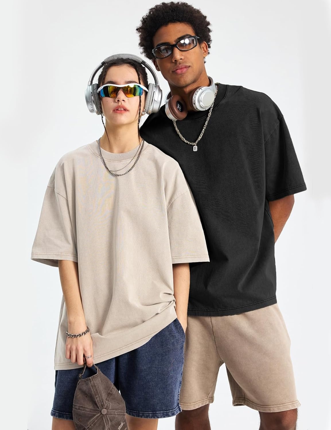 image:imageFlygo Mens Oversized TShirts Acid Wash Cotton Vintage Loose Fit Baggy Tees Summer Short Sleeve Basic Streetwear TopsBlackgreyarmybluebeige