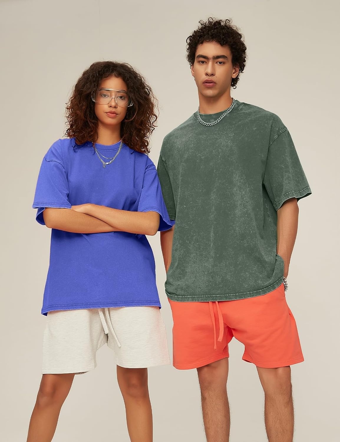 image:imageFlygo Mens Oversized TShirts Acid Wash Cotton Vintage Loose Fit Baggy Tees Summer Short Sleeve Basic Streetwear TopsBlackgreyarmybluebeige