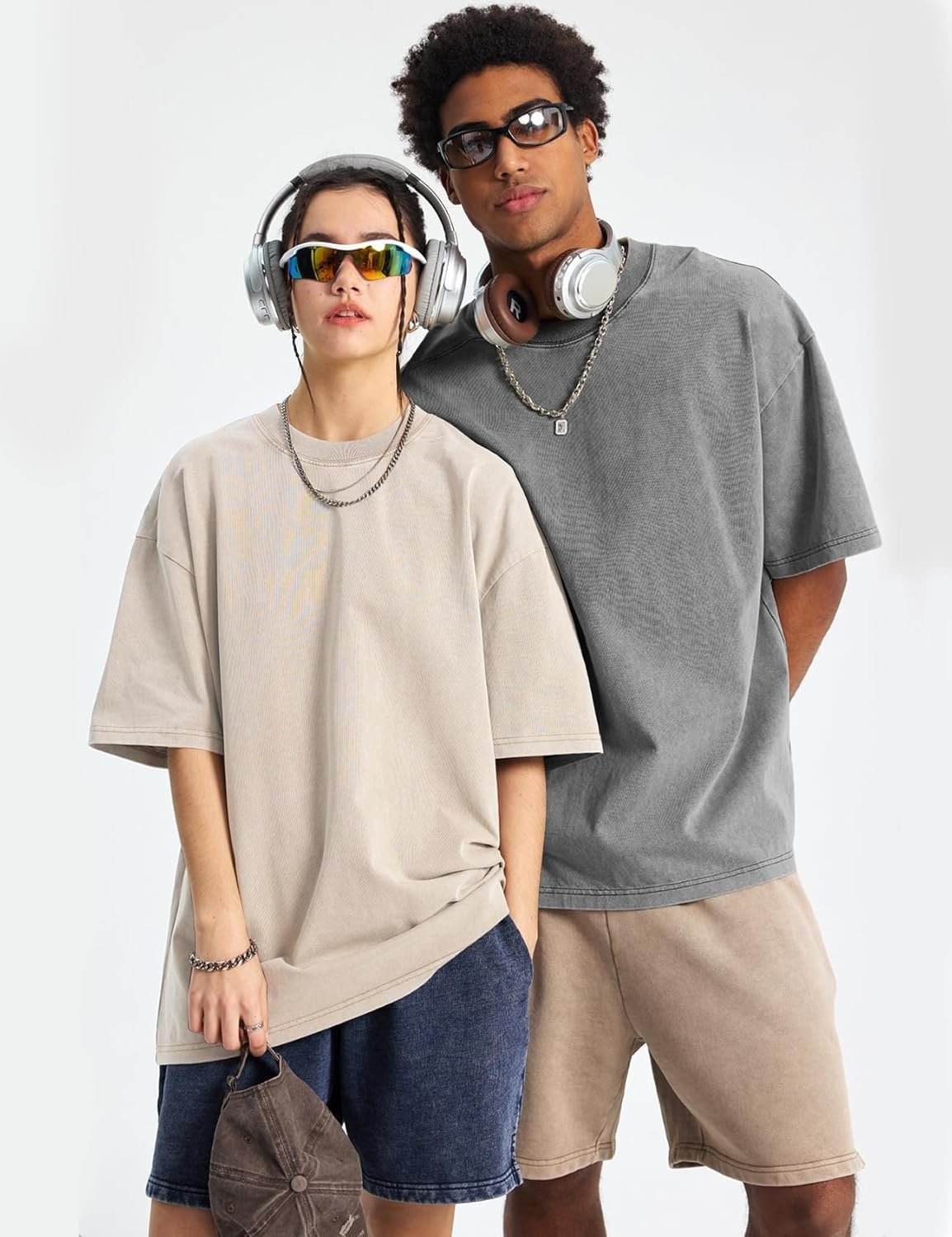 image:imageFlygo Mens Oversized TShirts Acid Wash Cotton Vintage Loose Fit Baggy Tees Summer Short Sleeve Basic Streetwear TopsBlackgreykhakibluebeige