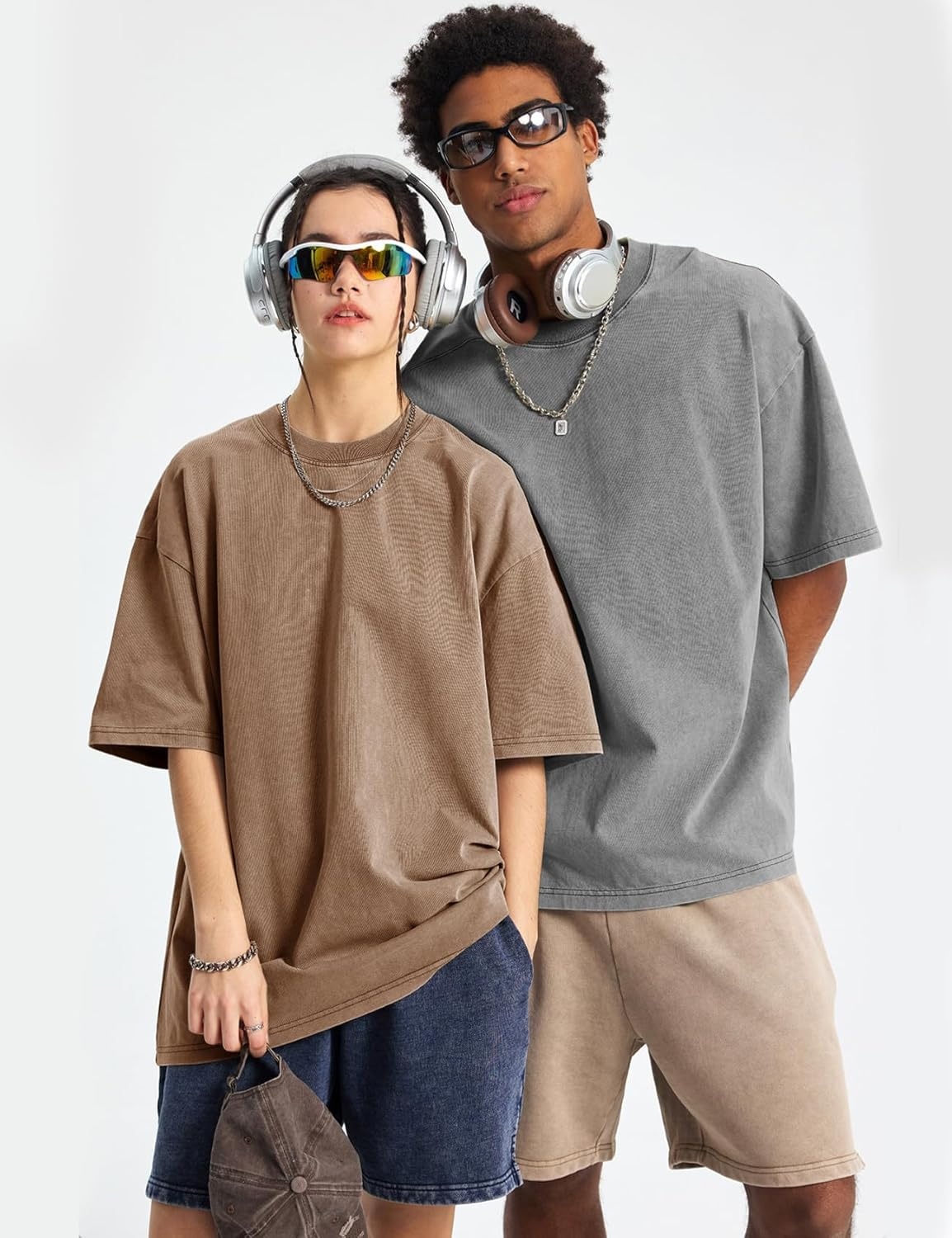 image:imageFlygo Mens Oversized TShirts Acid Wash Cotton Vintage Loose Fit Baggy Tees Summer Short Sleeve Basic Streetwear TopsBlackkhakiarmybeigepurple
