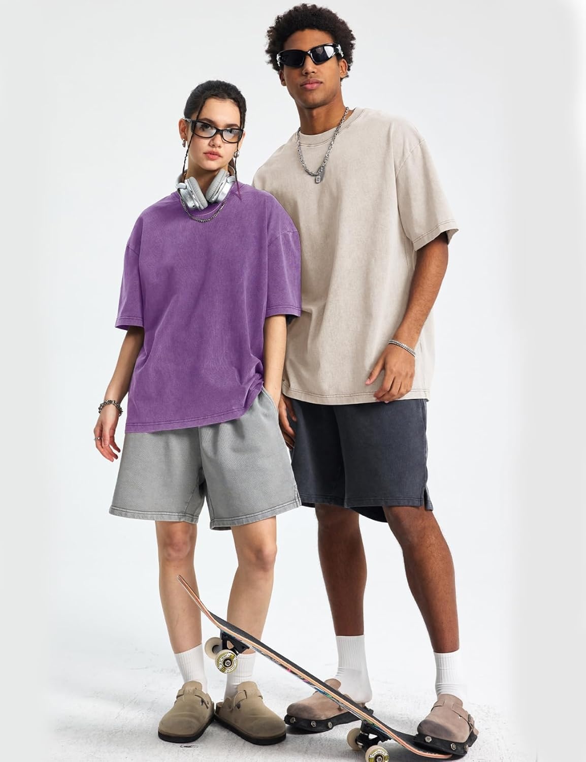 image:imageFlygo Mens Oversized TShirts Acid Wash Cotton Vintage Loose Fit Baggy Tees Summer Short Sleeve Basic Streetwear TopsBlackkhakiarmybeigepurple