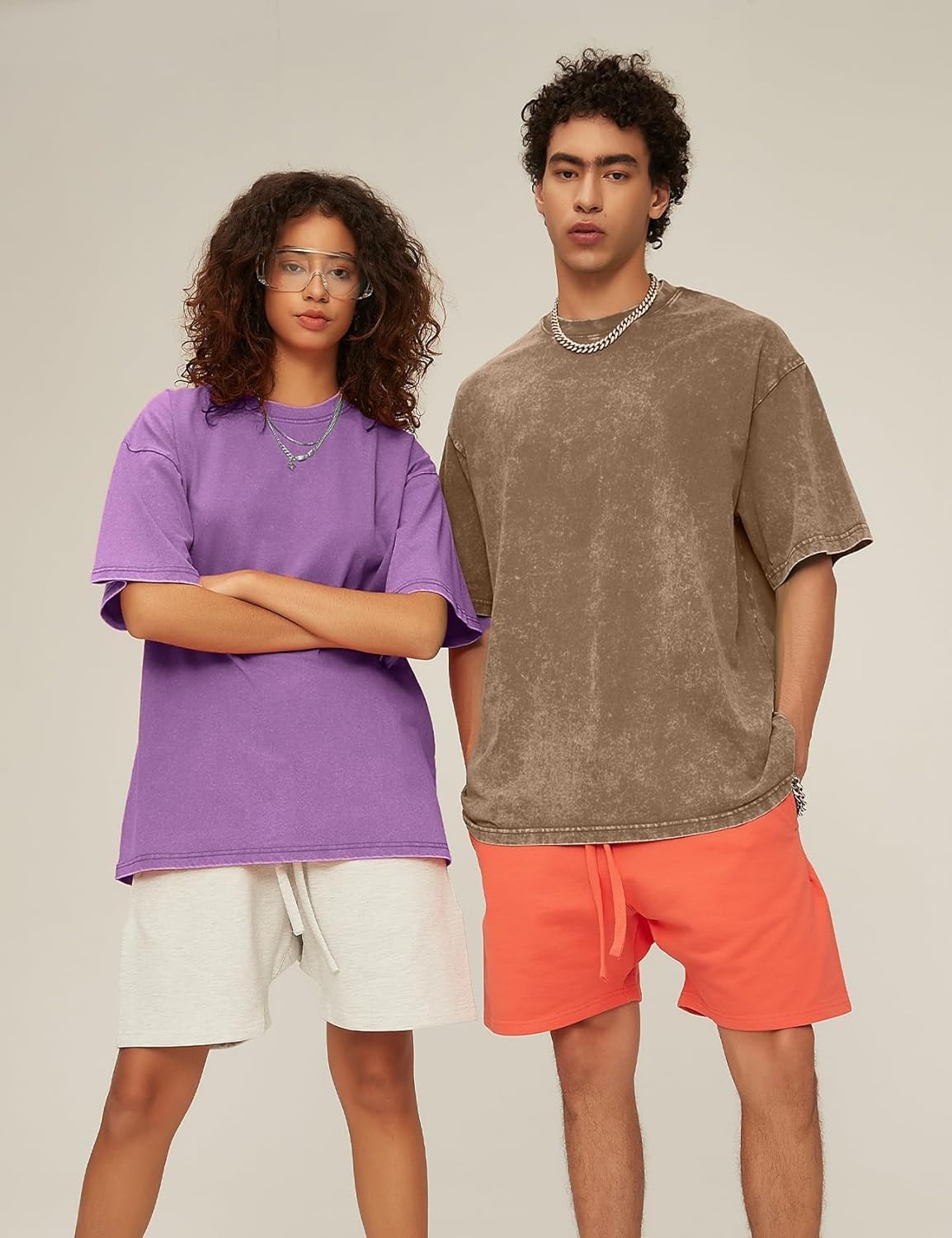 image:imageFlygo Mens Oversized TShirts Acid Wash Cotton Vintage Loose Fit Baggy Tees Summer Short Sleeve Basic Streetwear TopsBlackkhakiarmybeigepurple