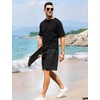 image:imageFlygo Mens 3 Pack Athletic Sweat Shorts Acid Washed Cotton Elastic Waist Drawstring Gym Workout Jogger Pants with PocketsBlackblackblack