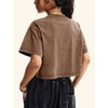 image:imageFlygo Womens Crop Tops Acid Wash Oversized T Shirts Vintage Cotton Cropped Tees Short Sleeve Baggy Summer ShirtsCoffee