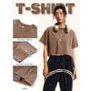 image:imageFlygo Womens Crop Tops Acid Wash Oversized T Shirts Vintage Cotton Cropped Tees Short Sleeve Baggy Summer ShirtsCoffee