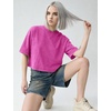 image:imageFlygo Womens Crop Tops Acid Wash Oversized T Shirts Vintage Cotton Cropped Tees Short Sleeve Baggy Summer ShirtsRose