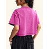 image:imageFlygo Womens Crop Tops Acid Wash Oversized T Shirts Vintage Cotton Cropped Tees Short Sleeve Baggy Summer ShirtsRose