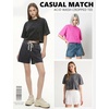 image:imageFlygo Womens Crop Tops Acid Wash Oversized T Shirts Vintage Cotton Cropped Tees Short Sleeve Baggy Summer ShirtsRoseGreyBlack