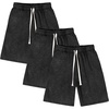 image:imageFlygo Mens 3 Pack Athletic Sweat Shorts Acid Washed Cotton Elastic Waist Drawstring Gym Workout Jogger Pants with PocketsBlackblackblack