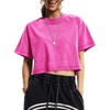 image:imageFlygo Womens Crop Tops Acid Wash Oversized T Shirts Vintage Cotton Cropped Tees Short Sleeve Baggy Summer ShirtsRose