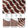 image:imageFlygo Striped 2 Piece Short Sets for Women Casual Cotton Long Sleeve Pullover Top Matching Pj Shorts Lounge Sets with PocketsKhaki
