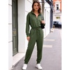 image:imageFlygo Womens Half Zip Jumpsuit Long Sleeve One Piece Loungewear High Waist Jogger Casual Travel Outfit with PocketsArmygreen