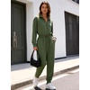 image:imageFlygo Womens Half Zip Jumpsuit Long Sleeve One Piece Loungewear High Waist Jogger Casual Travel Outfit with PocketsArmygreen