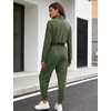 image:imageFlygo Womens Half Zip Jumpsuit Long Sleeve One Piece Loungewear High Waist Jogger Casual Travel Outfit with PocketsArmygreen
