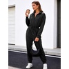 image:imageFlygo Womens Half Zip Jumpsuit Long Sleeve One Piece Loungewear High Waist Jogger Casual Travel Outfit with PocketsBlack