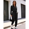 image:imageFlygo Womens Half Zip Jumpsuit Long Sleeve One Piece Loungewear High Waist Jogger Casual Travel Outfit with PocketsBlack