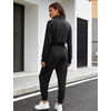 image:imageFlygo Womens Half Zip Jumpsuit Long Sleeve One Piece Loungewear High Waist Jogger Casual Travel Outfit with PocketsBlack