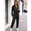 image:imageFlygo Womens Half Zip Jumpsuit Long Sleeve One Piece Loungewear High Waist Jogger Casual Travel Outfit with PocketsBlack