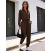 image:imageFlygo Womens Half Zip Jumpsuit Long Sleeve One Piece Loungewear High Waist Jogger Casual Travel Outfit with PocketsDarkbrown