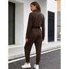 image:imageFlygo Womens Half Zip Jumpsuit Long Sleeve One Piece Loungewear High Waist Jogger Casual Travel Outfit with PocketsDarkbrown