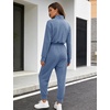 image:imageFlygo Womens Half Zip Jumpsuit Long Sleeve One Piece Loungewear High Waist Jogger Casual Travel Outfit with PocketsGreyblue
