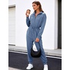 image:imageFlygo Womens Half Zip Jumpsuit Long Sleeve One Piece Loungewear High Waist Jogger Casual Travel Outfit with PocketsGreyblue