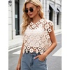 image:imageFlygo Womens Hollow Out Floral Lace Vest Cropped Embroideried Summer Crochet Coverup 2026 Trendy Blouse TopsBeige
