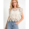 image:imageFlygo Womens Hollow Out Floral Lace Vest Cropped Embroideried Summer Crochet Coverup 2026 Trendy Blouse TopsBeige