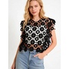 image:imageFlygo Womens Hollow Out Floral Lace Vest Cropped Embroideried Summer Crochet Coverup 2026 Trendy Blouse TopsBlack