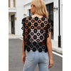 image:imageFlygo Womens Hollow Out Floral Lace Vest Cropped Embroideried Summer Crochet Coverup 2026 Trendy Blouse TopsBlack