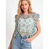 image:imageFlygo Womens Hollow Out Floral Lace Vest Cropped Embroideried Summer Crochet Coverup 2026 Trendy Blouse TopsLight Green