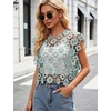 image:imageFlygo Womens Hollow Out Floral Lace Vest Cropped Embroideried Summer Crochet Coverup 2026 Trendy Blouse TopsLight Green