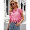 image:imageFlygo Womens Hollow Out Floral Lace Vest Cropped Embroideried Summer Crochet Coverup 2026 Trendy Blouse TopsPink