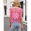 image:imageFlygo Womens Hollow Out Floral Lace Vest Cropped Embroideried Summer Crochet Coverup 2026 Trendy Blouse TopsPink