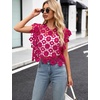 image:imageFlygo Womens Hollow Out Floral Lace Vest Cropped Embroideried Summer Crochet Coverup 2026 Trendy Blouse TopsRose Red