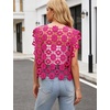image:imageFlygo Womens Hollow Out Floral Lace Vest Cropped Embroideried Summer Crochet Coverup 2026 Trendy Blouse TopsRose Red