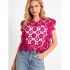 image:imageFlygo Womens Hollow Out Floral Lace Vest Cropped Embroideried Summer Crochet Coverup 2026 Trendy Blouse TopsRose Red